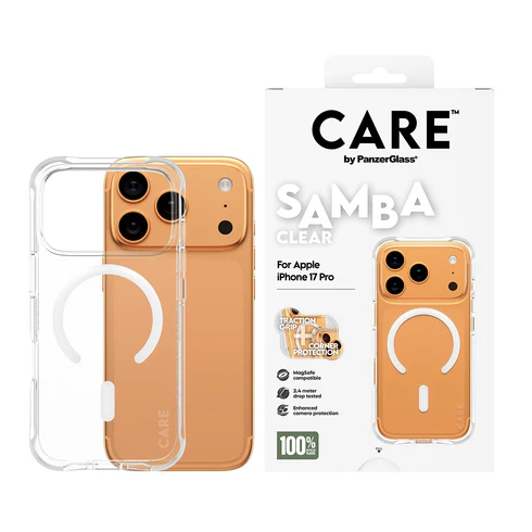 PanzerGlass CARE Samba MagSafe iPhone 17 Pro hoesje transparant