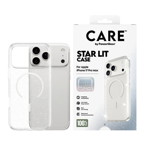 PanzerGlass CARE Urban Combat MagSafe iPhone 17 Pro Max hoesje doorzichtig star lit wit