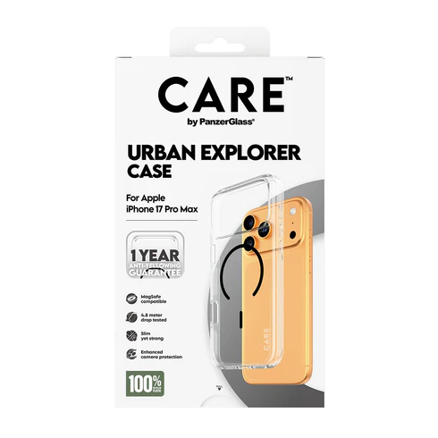 PanzerGlass CARE Urban Combat MagSafe iPhone 17 Pro Max hoesje transparant zwart