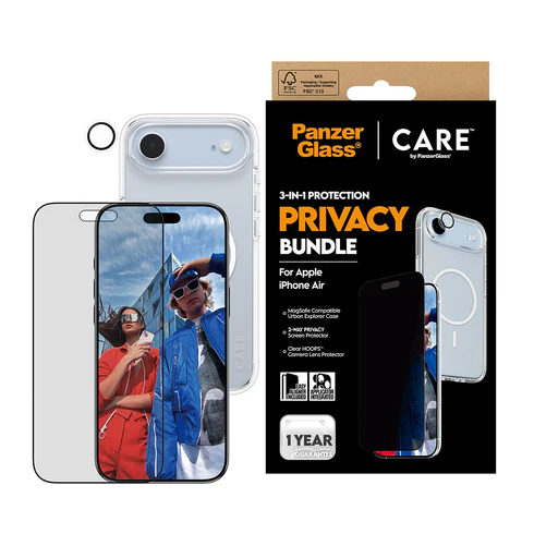 PanzerGlass Privacy 3 in 1 bundel iPhone 17 Air hoesje screen en camera protector