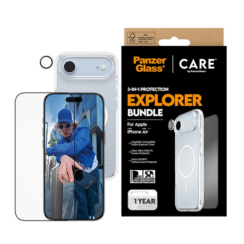 PanzerGlass Combat 3 in 1 bundel iPhone 17 Air hoesje screen en camera protector