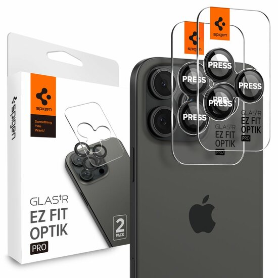 Spigen Optik EZ Fit iPhone 17 / 16 / 15 Pro / iPhone 17 / 16 / 15 Pro Max camera beschermer 2 pack