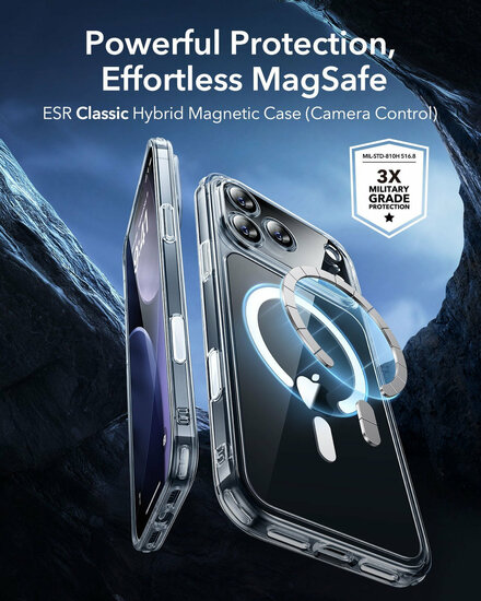 ESR Classic Hybrid camera control iPhone 17 Pro Max hoesje doorzichtig