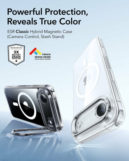 ESR Classic Hybrid Stand CC iPhone Air hoesje doorzichtig
