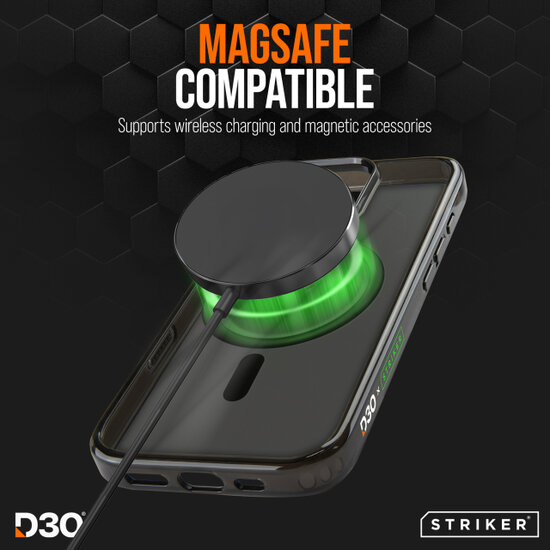Striker D30 Xtreme Impact Protection MagSafe iPhone 17 Pro hoesje zwart