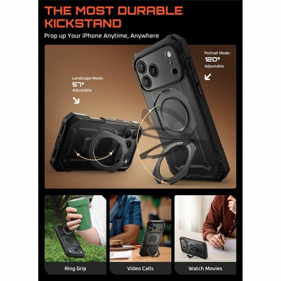 Supcase UB Grip Pro MagSafe iPhone 17 Pro Max hoesje zwart