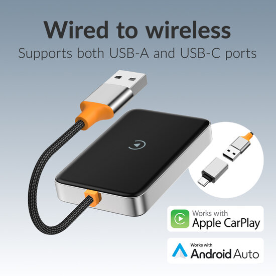 Mobilize Premium Adapter voor draadloze wireless Apple CarPlay of Android Auto