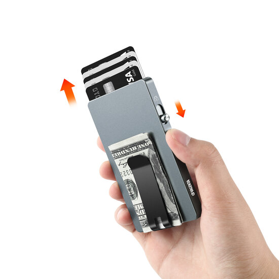Valenta Aluminium MagSafe Kaarthouder met geldclip grijs
