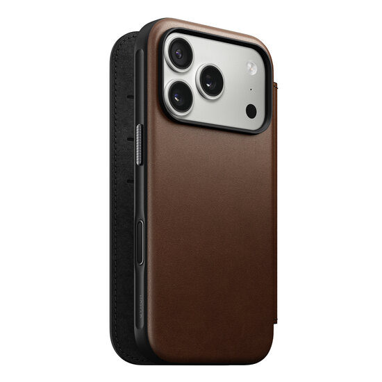 Nomad Modern Leather Folio iPhone 17 Pro hoesje bruin