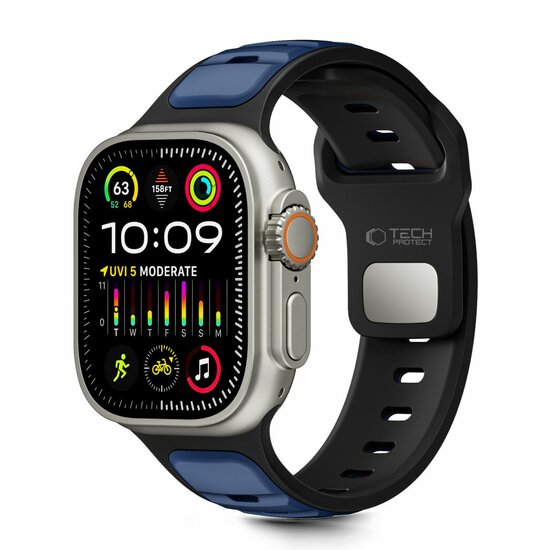 TechProtection Icon Apple Watch 49 / 46 / 45 / 44 mm bandje zwart / navy