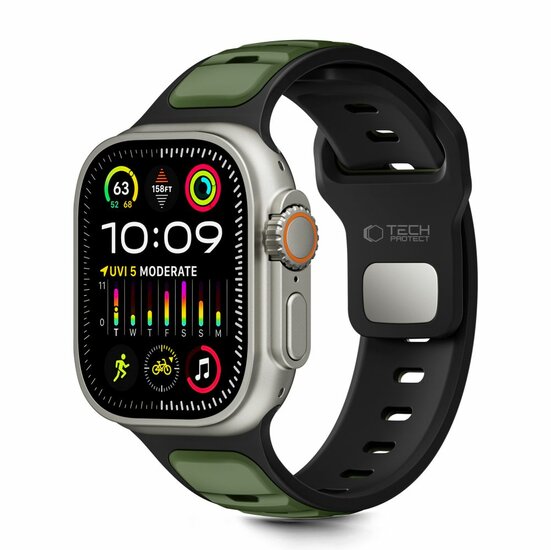 TechProtection Icon Apple Watch 49 / 46 / 45 / 44 mm bandje zwart / groen