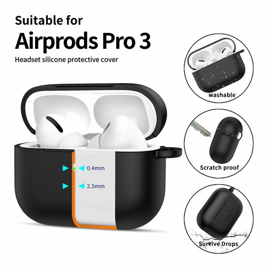 TechProtection Silicone AirPods Pro 3 hoesje zwart