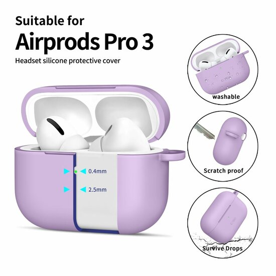 TechProtection Silicone AirPods Pro 3 hoesje lavender