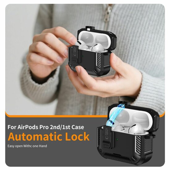 TechProtection Carbon MagSafe AirPods Pro 3 hoesje zwart