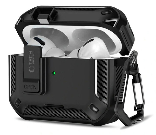 TechProtection Carbon MagSafe AirPods Pro 3 hoesje zwart