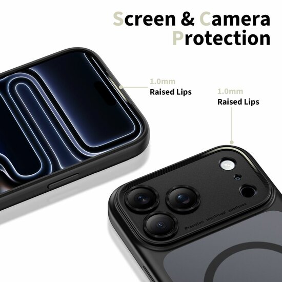 TechProtection Hybrid MagSafe iPhone 17 Pro hoesje zwart met camera control