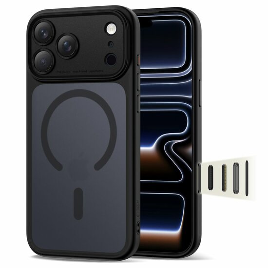 TechProtection Hybrid MagSafe iPhone 17 Pro hoesje zwart met camera control