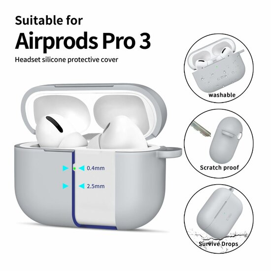 TechProtection Silicone AirPods Pro 3 hoesje grijs