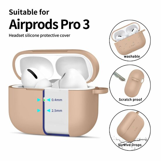 TechProtection Silicone AirPods Pro 3 hoesje beige