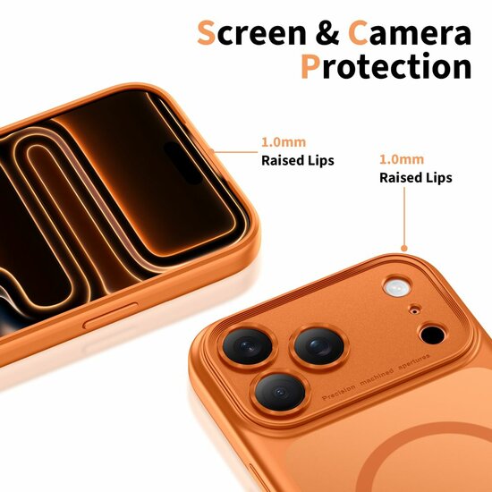 TechProtection Hybrid MagSafe iPhone 17 Pro hoesje oranje met camera control