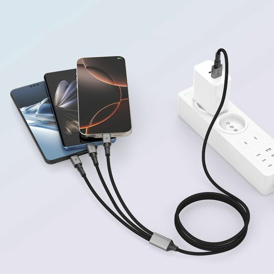 Tech Protection UltraBoost USB-A naar micro USB, Lightning en USB-C kabel