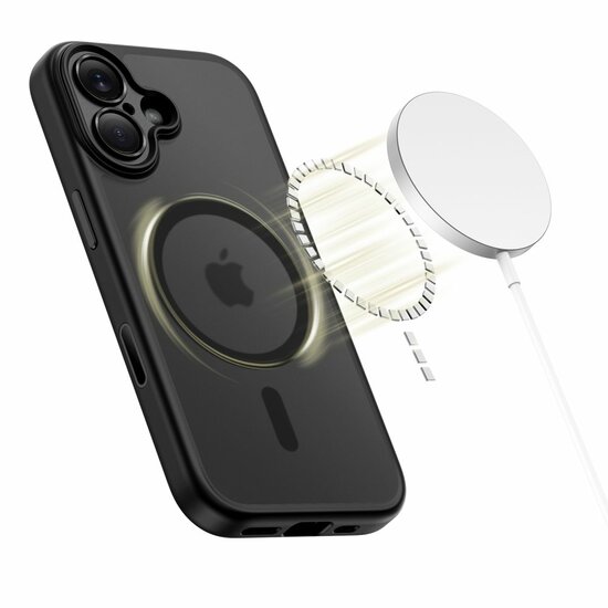 TechProtection Hybrid MagSafe iPhone 17 hoesje zwart met camera controle