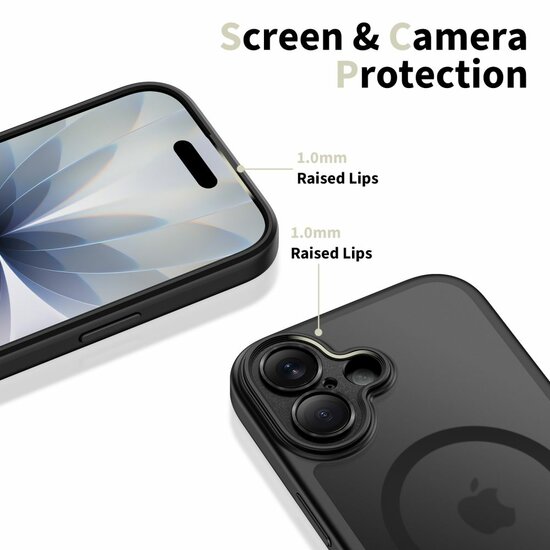 TechProtection Hybrid MagSafe iPhone 17 hoesje zwart met camera controle