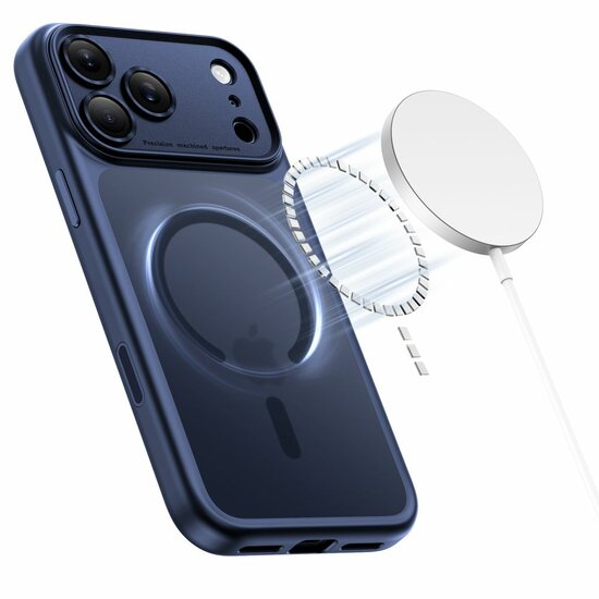 TechProtection Hybrid MagSafe iPhone 17 Pro hoesje blauw met camera control