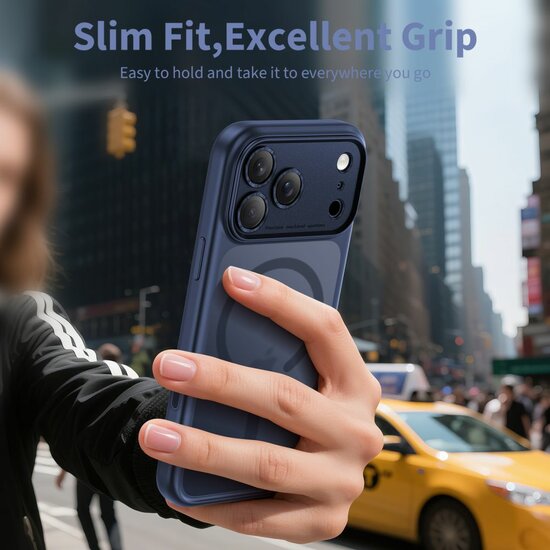 TechProtection Hybrid MagSafe iPhone 17 Pro hoesje blauw met camera control