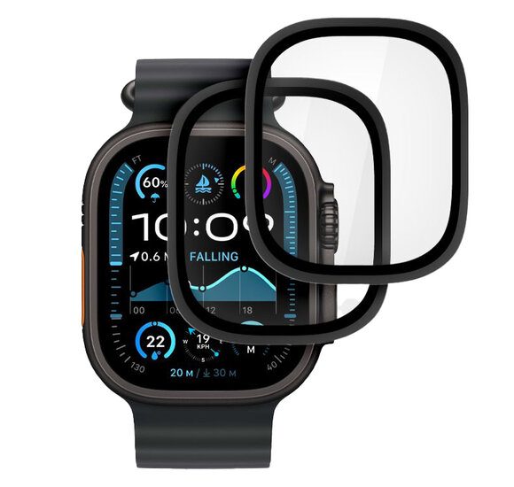 TechProtection Glass Apple Watch Ultra glazen screenprotector 2 pack zwart