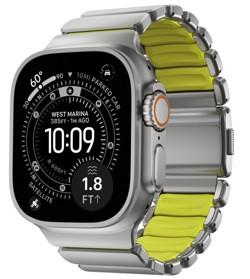 Nomad Stratos Band titanium Apple Watch 49 / 46 / 45 mm bandje natural / volt