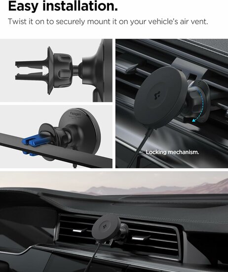 Spigen OneTap Pro 4 MagSafe autohouder en oplader voor ventilatierooster