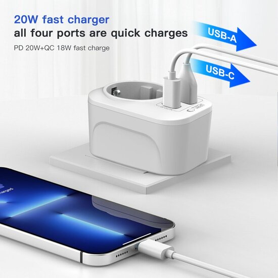 TechProtection reisstekker US naar EU met USB poorten