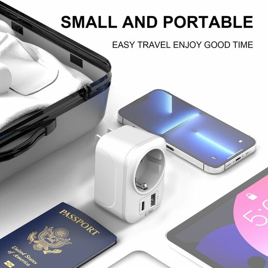 TechProtection reisstekker US naar EU met USB poorten