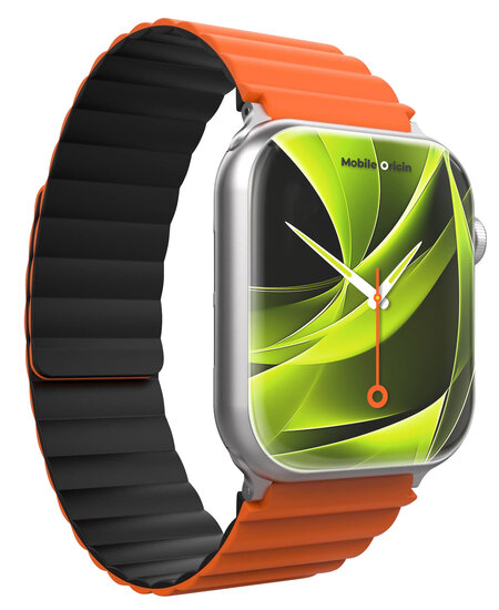 Mobile Origin Magnetic omkeerbaar Apple Watch 49 / &nbsp;46 / 45 / 44 &nbsp;mm bandje zwart / oranje