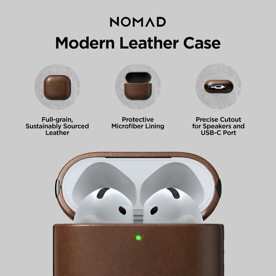 Nomad Modern Leather AirPods 4 hoesje bruin