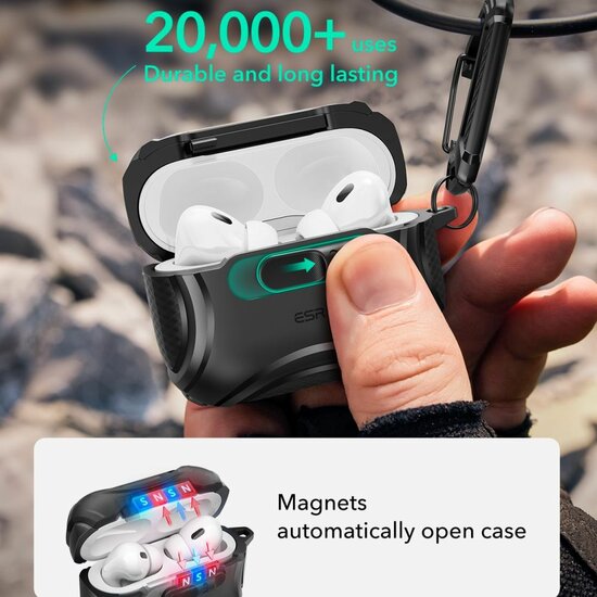 ESR Cyber FlickLock MagSafe AirPods Pro 3 hoesje zwart