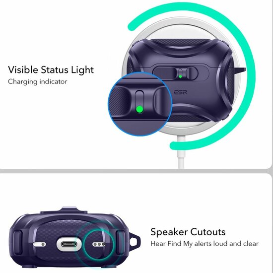 ESR Cyber FlickLock MagSafe AirPods Pro 3 hoesje paars
