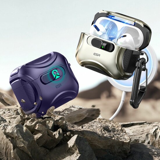 ESR Cyber FlickLock MagSafe AirPods Pro 3 hoesje paars