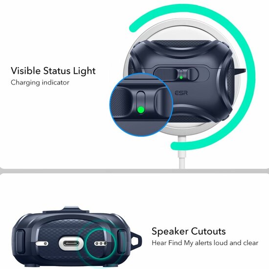 ESR Cyber FlickLock MagSafe AirPods Pro 3 hoesje blauw