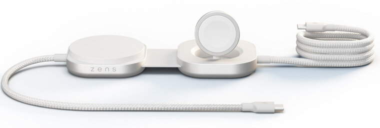 ZENS Charging Cable Pro 3 USB-C kabel met MagSafe en Apple Watch oplader wit