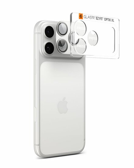 Spigen Optik Pro XL EZ Fit iPhone 17 Pro camera protector zilver