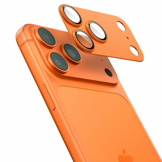 Spigen Optik Pro XL EZ Fit iPhone 17 Pro camera protector oranje