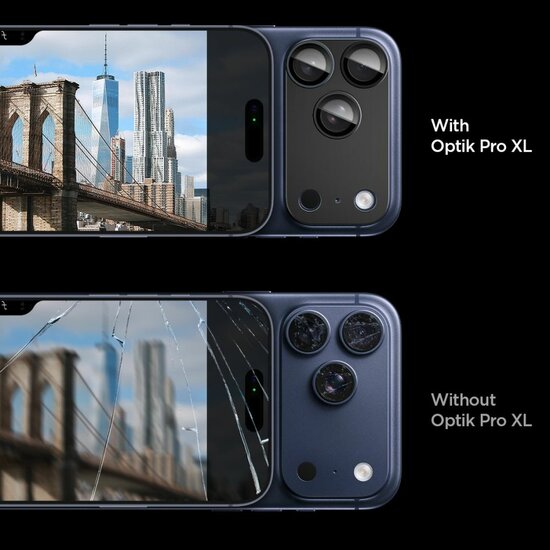 Spigen Optik Pro XL EZ Fit iPhone 17 Pro Max camera protector zwart