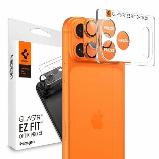 Spigen Optik Pro XL EZ Fit iPhone 17 Pro Max camera protector oranje
