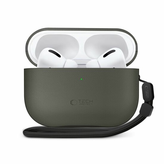 TechProtection Leather AirPods Pro 3 hoesje groen