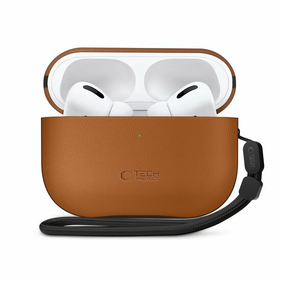 TechProtection Leather AirPods Pro 3 hoesje bruin