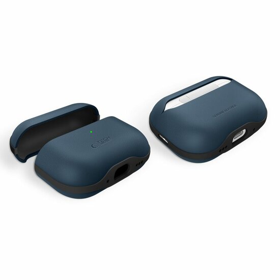 TechProtection Leather AirPods Pro 3 hoesje navy