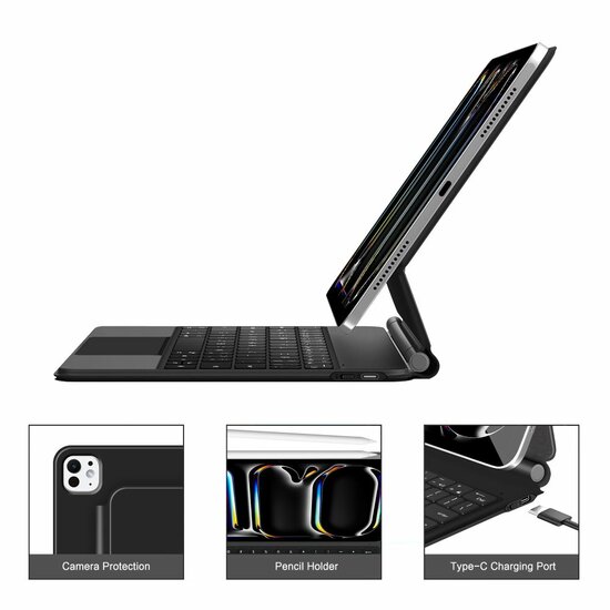 TechProtection Smartcase iPad Pro 13 inch&nbsp;toetsenbordhoesje zwart