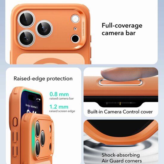 ESR Classic Hybrid camera control iPhone 17 Pro hoesje oranje